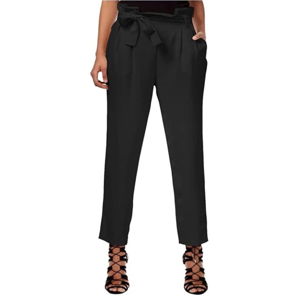 RACHEL Rachel Roy Womens Size 12 Paper Bag Tapered Pants with Belt in Black $99